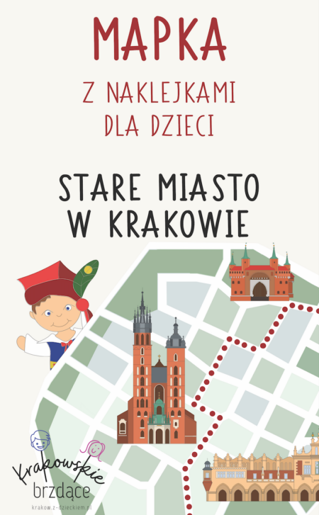 Mapa z naklejkami dla dzieci - Stare Miasto w Krakowie (wysyłka 8 zł lub odbiór osobisty)